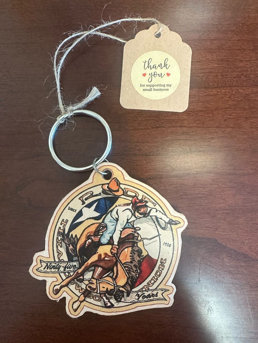 Rodeo Bull Rider leather Keychain - Red, Blue, Tan